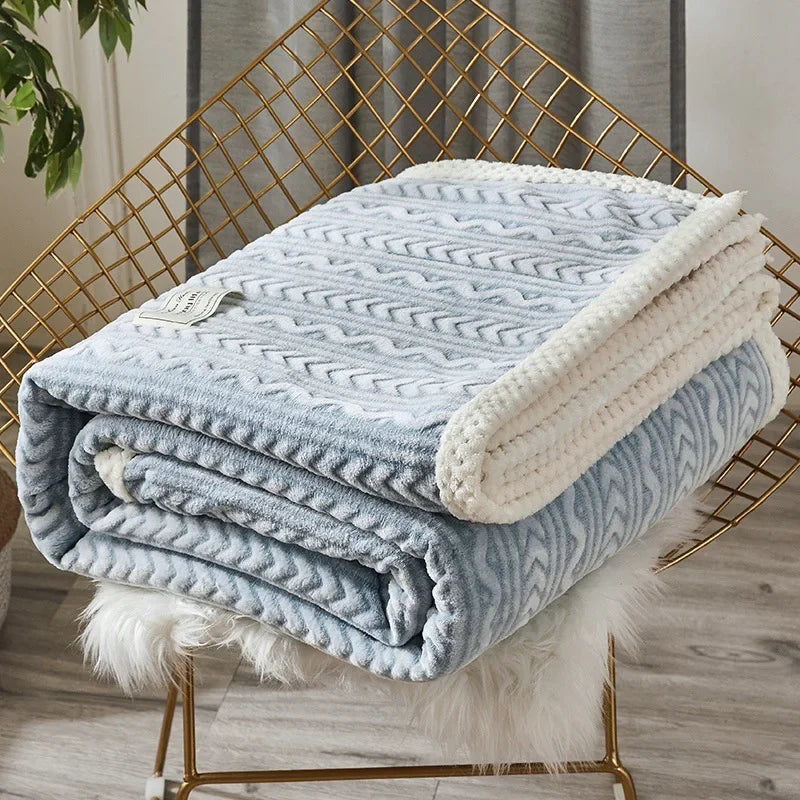 DecorBites™ Coral Fleece Flannel Blanket: Cozy Single/Queen Size Little Quilt - Winter Office/Dorm Warmth
