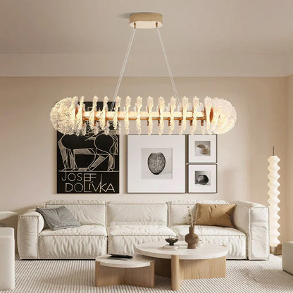 DecorBites™ Coral Flower Crystal Chandelier: Modern Luxury LED Pendant Lighting for Home