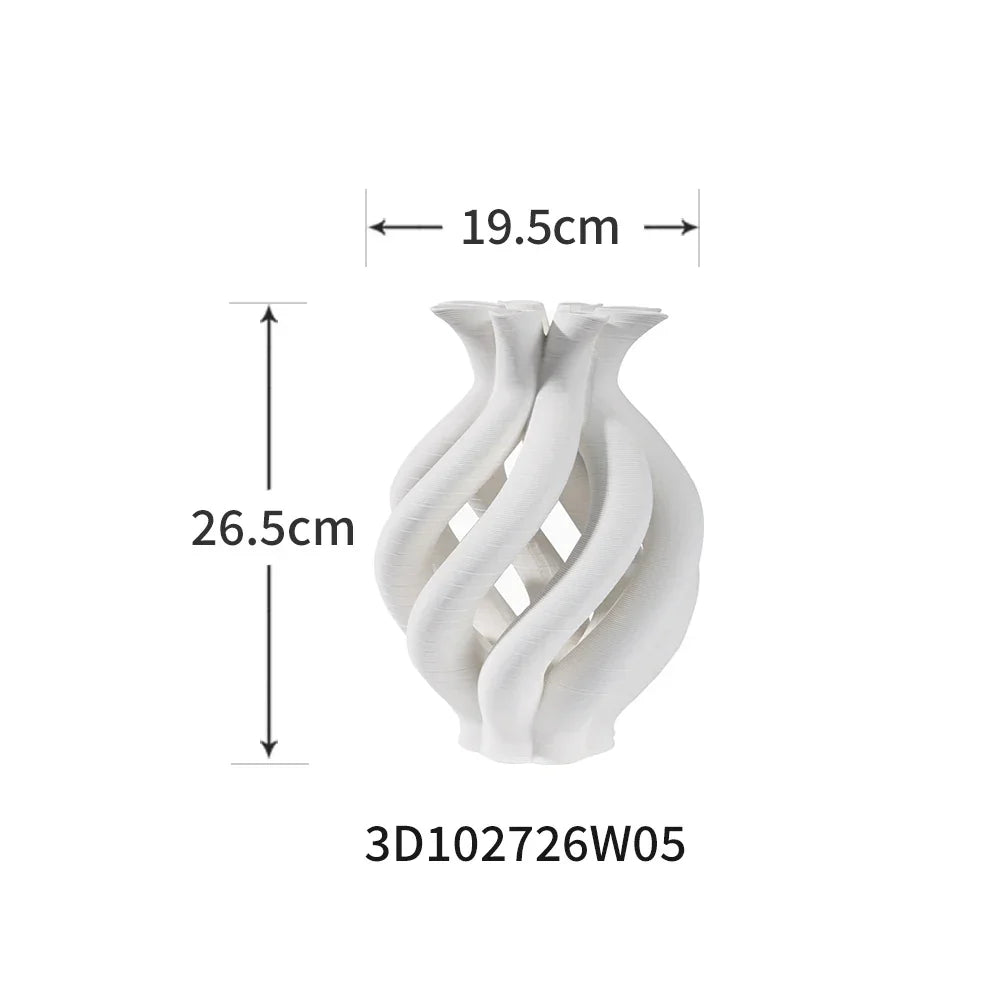 DecorBites™ Geometric Ceramic Hollow Vases Spiral Pipe Floral Arrangement Home Decor Figurines