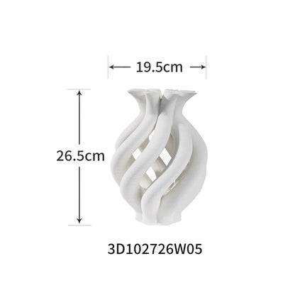 DecorBites™ Geometric Ceramic Spiral Vase Set for Home Decor and Floral Arrangement