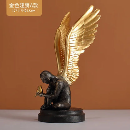 DecorBites™ Abstract Golden Character Resin Statue Modern Home Decor Ornament Scandinavian Style