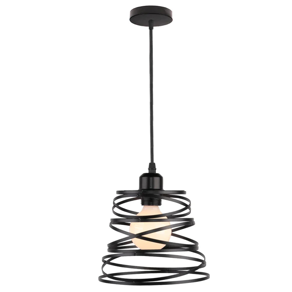 Vintage Black Metal Wire Cage Pendant Light