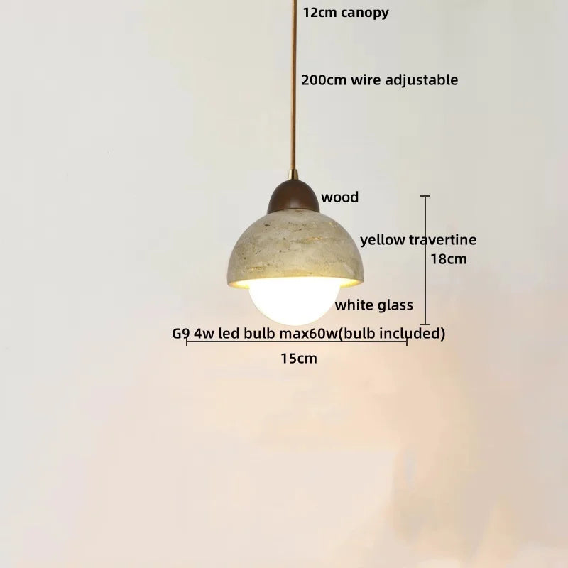 DecorBites™ LED Wood Pendant Light Fixture Wabi Sabi Hang Lamp for Living Room
