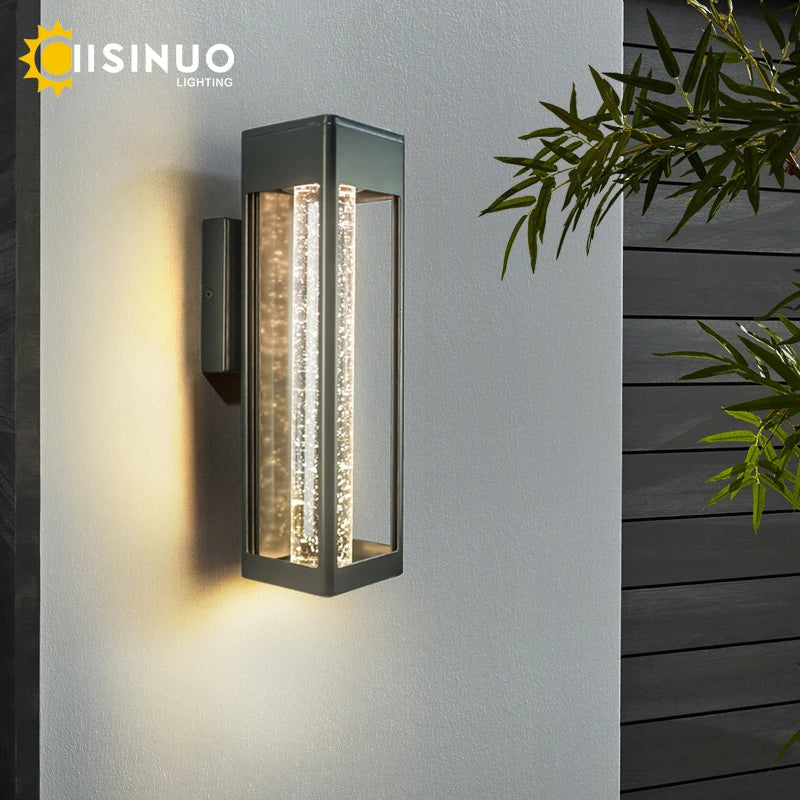 DecorBites™ Crystal Bubble Glass Wall Lamp 11W LED Outdoor Sconce IP65 Garden Light