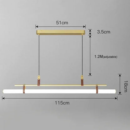 DecorBites™ Eden Modern Black Gold Leather Tube LED Pendant Chandelier