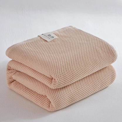 DecorBites™ Cotton Honeycomb Towel Blanket for Single Double - Breathable Cozy Sofa Cover