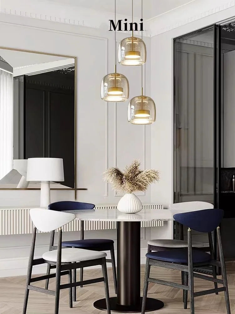 Nordic restaurant pendant light, modern luxury bar counter, coffee shop bedside single head glass artistic lighting fixture