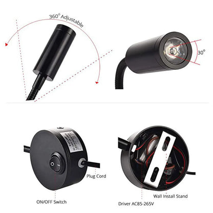 DecorBites™ LED Wall Lamp Set: 2pcs 3W 4000K Plug-in Bedside Sconces for Reading Headboard.