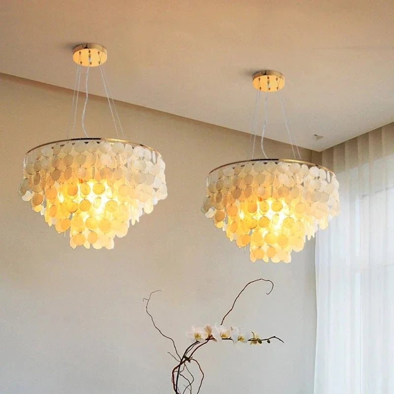 Gold Chrome Shell Chandelier