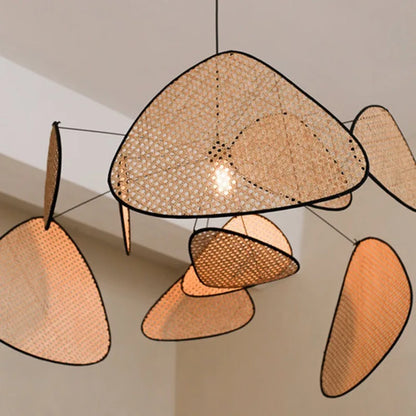 DecorBites™ Leaf Grid Handmade Rattan Screen Chandelier for Modern Living Room and Bedroom