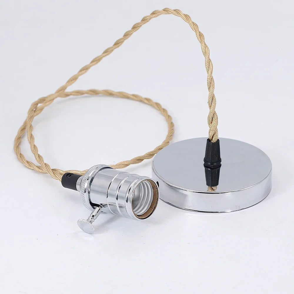 Vintage Aluminum E27 Cord Pendant Light