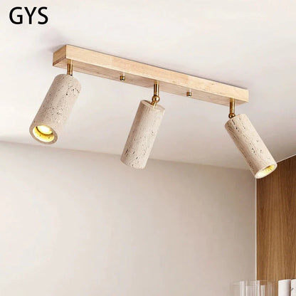 DecorBites™ 3-Head LED Ceiling Spotlight for Living Room, Clothing Store - Stone Wood Spot Light