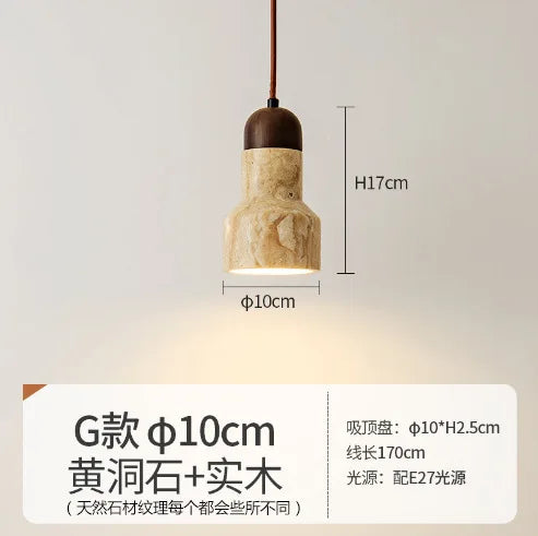Wooden Stone Pendant Lamp