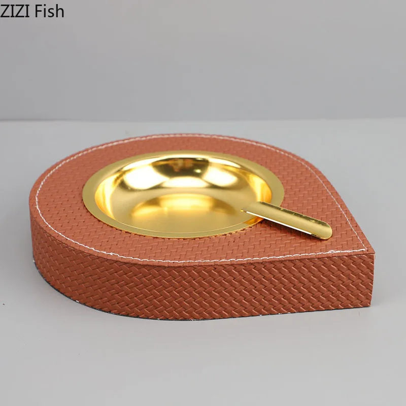 Metal Leather Desktop Ashtray