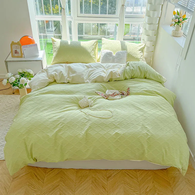 DecorBites™ Diamond Jacquard Duvet Cover, Skin-Friendly & Breathable for All Seasons