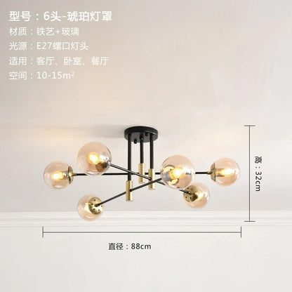DecorBites™ Glass Ball LED Chandelier Ceiling Light for Living Room and Kitchen