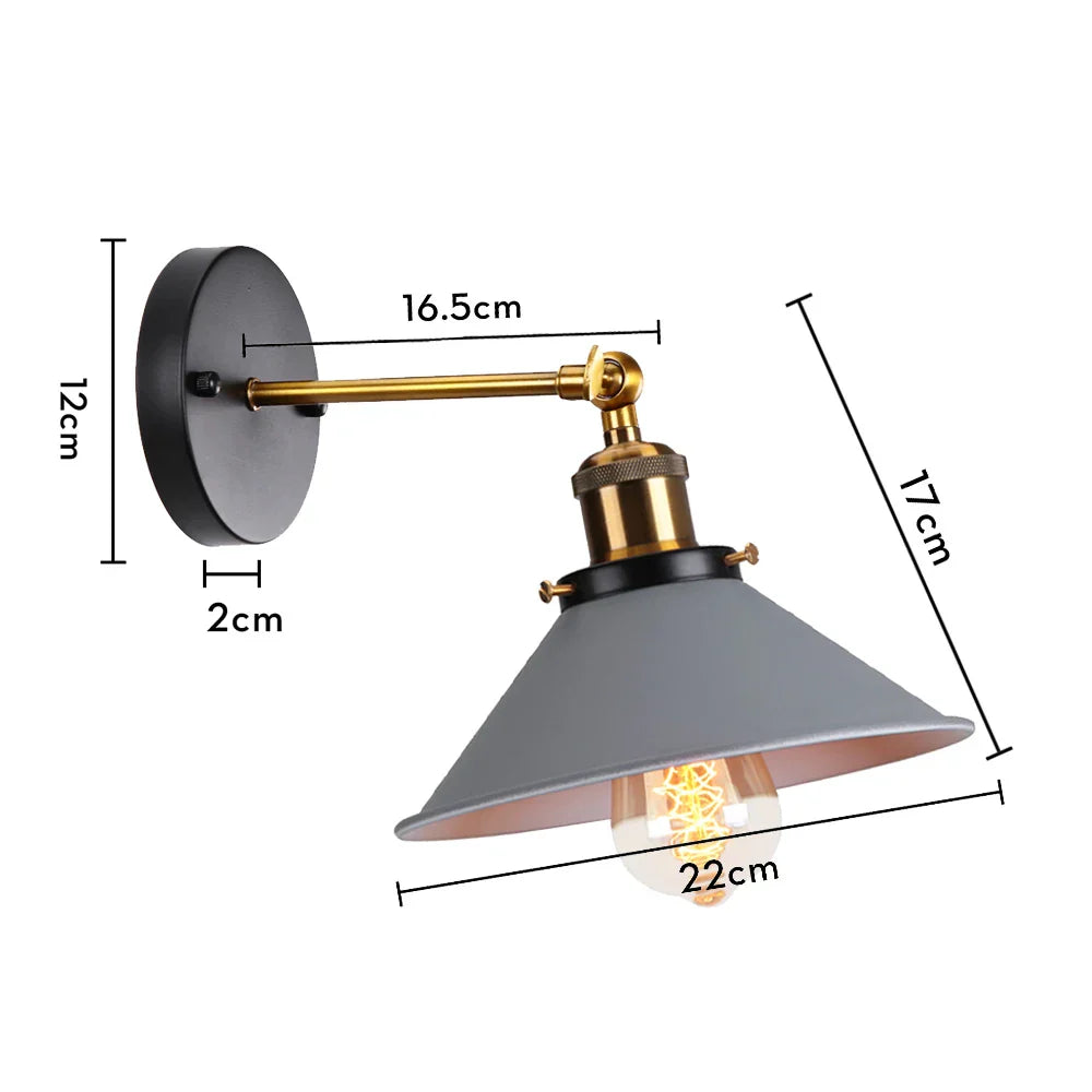 DecorBites™ Industrial Retro Loft Wall Sconce E27 Bedside Lights Fixtures for Living Room