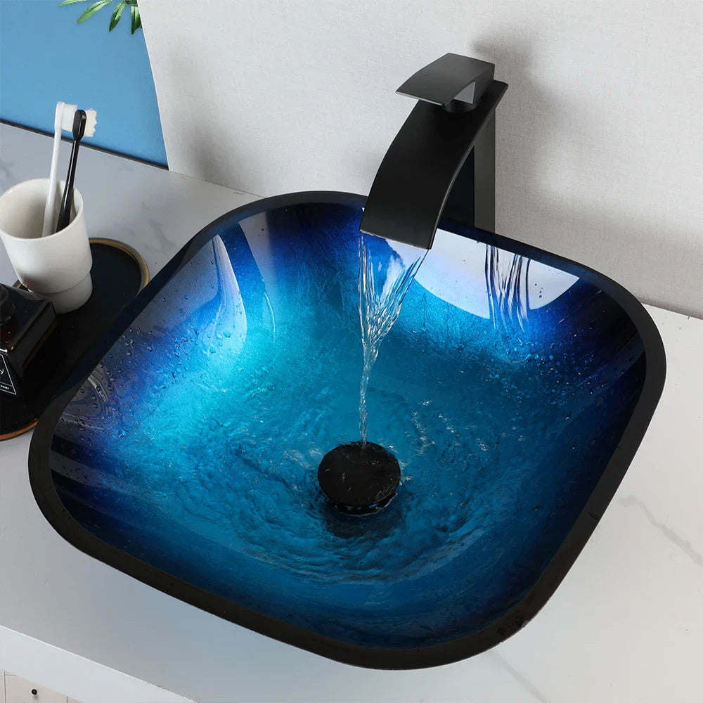 Blue Glass Basin Faucet