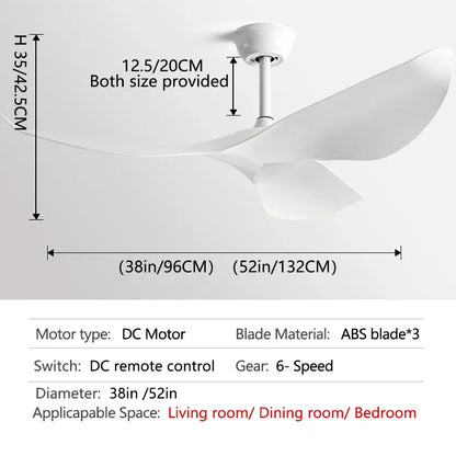 DecorBites™ 52" Modern Ceiling Fan DC Remote Control Electric Fan for Home and Office