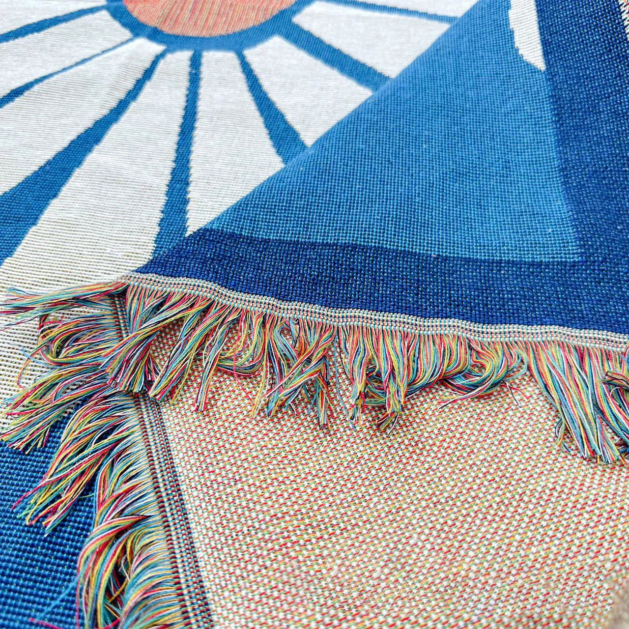 DecorBites™ Geometric Knitted Tassels Throw Blanket