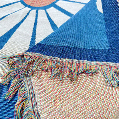 DecorBites™ Geometric Knitted Tassels Throw Blanket
