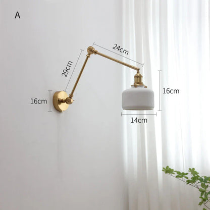 DecorBites™ Copper Swing Arm Wall Lights Sconce Up Down LED Modern Ceramic Lampshade