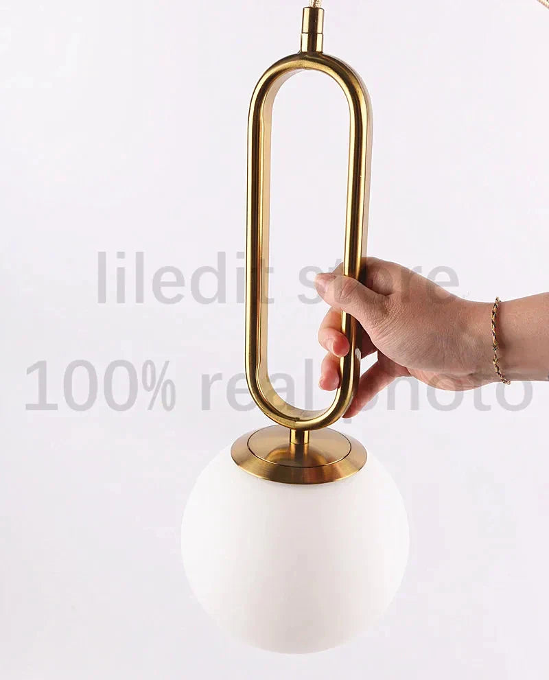 DecorBites™ Golden Glass Ball Pendant Lights Fixture for Kitchen Bedroom Decor