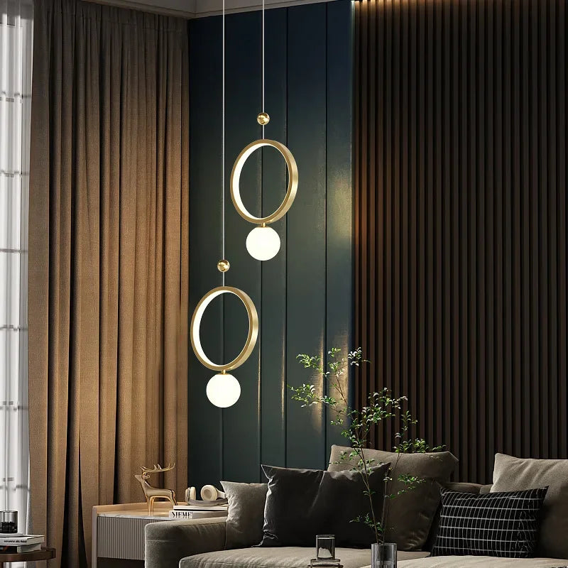 DecorBites™ Gold Ring LED Pendant Light for Living Bedroom Kitchen Island Decor