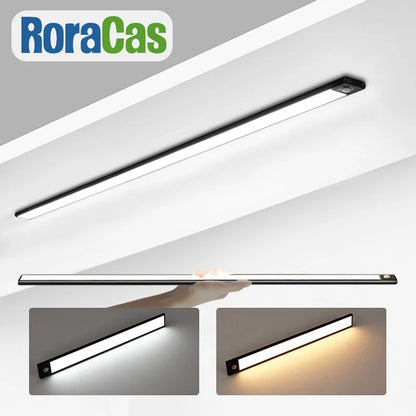 DecorBites™ LED Cabinet Light Bar: Motion Sensor, Aluminium, Long Strip, Magnet, Kitchen Closet Wardrobe
