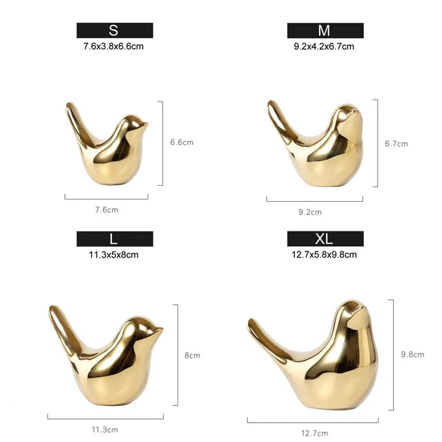 Gold Silver Bird Statues