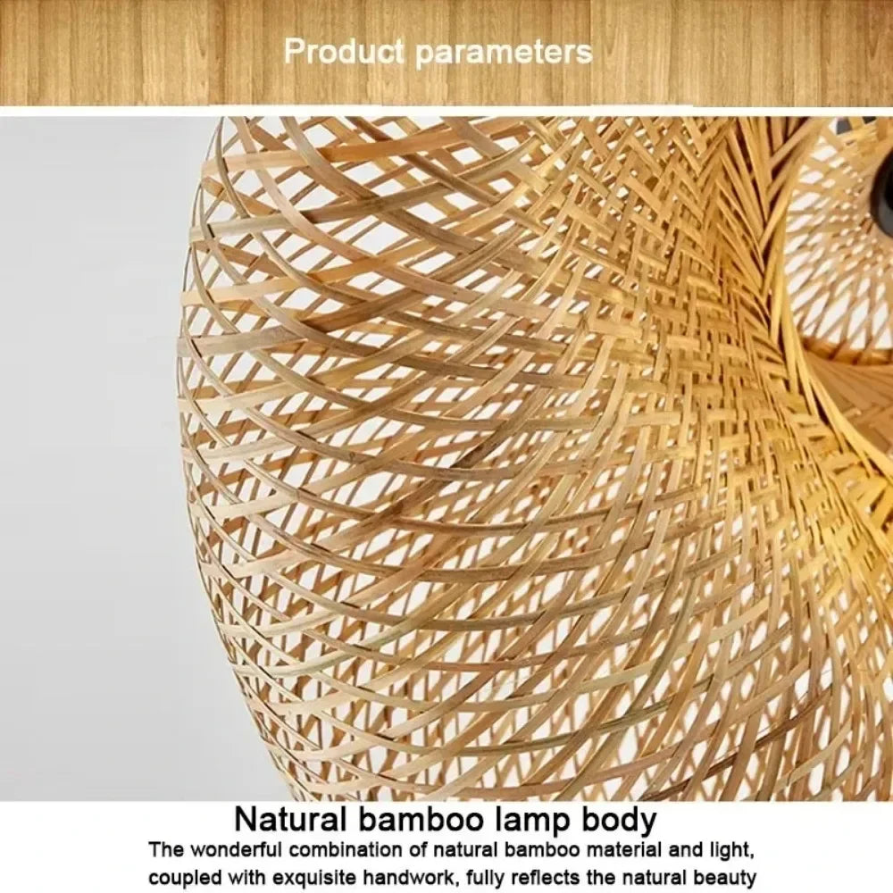 Handwoven Bamboo Pendant Light Vintage Woven Shade