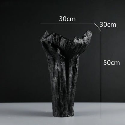 DecorBites™ Irregular Resin Vase Black White Flowers Handicraft Ornaments Home Decor