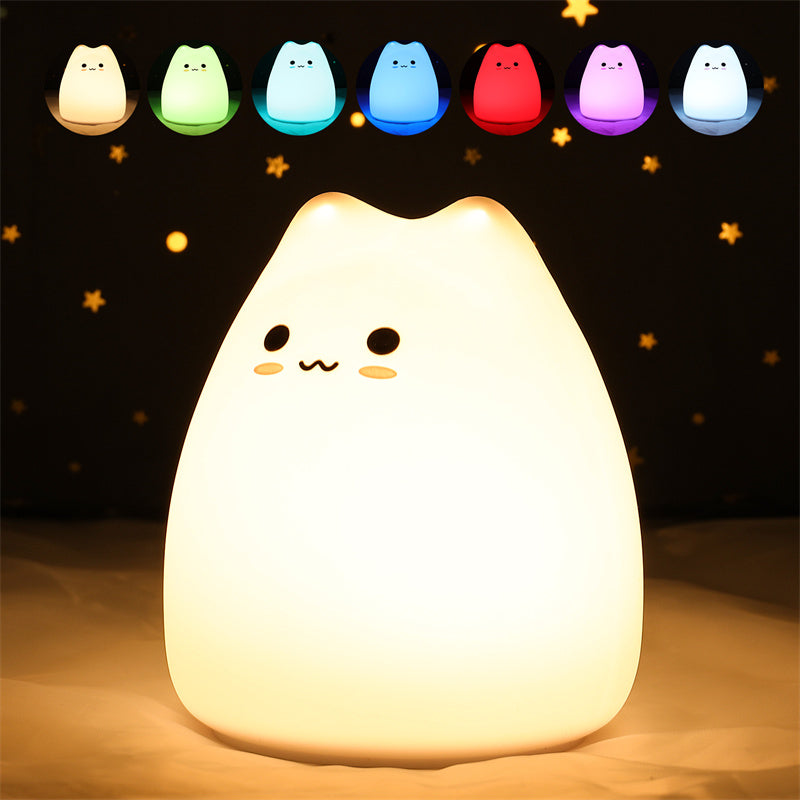 Mini Beliebte Katze Baby Nacht Lampe 7-farbe Pat Touch Farbwechsel Augenschutz Schlafzimmer Nacht Nacht Licht Geschenk Kinder 