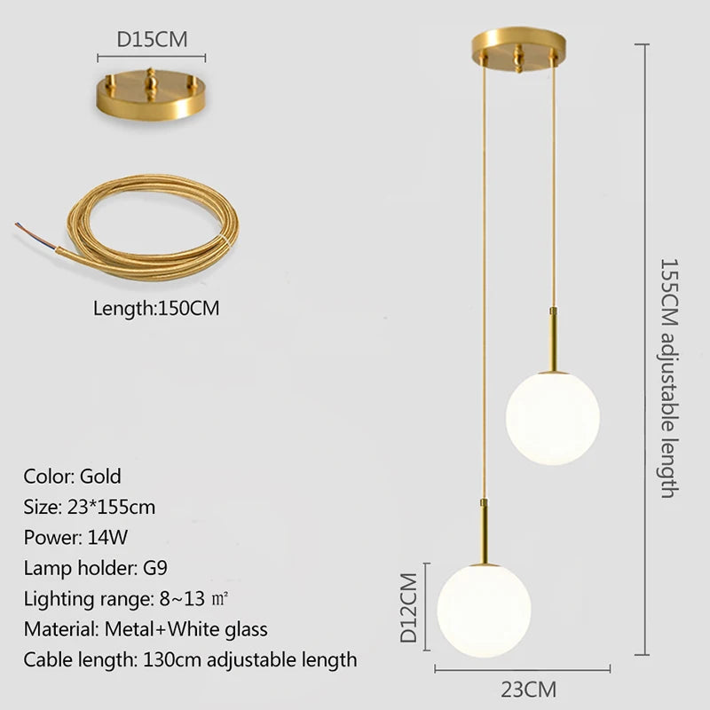 Copper Glass Pendant Light Multiple Voltages