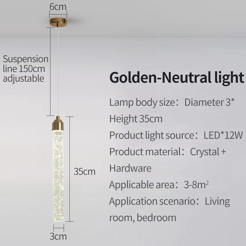DecorBites™ Crystal Pendant Light Gold Fixtures