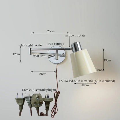 DecorBites™ Cream LED Swing Arm Wall Lamp for Living Room Bedroom Mirror Stair Light