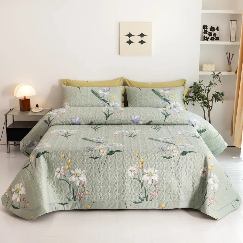 DecorBites™ Cotton Quilted Bedspread Bed Cover Set for Queen King Double Bed