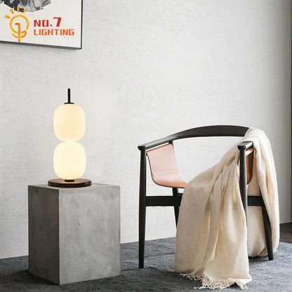 DecorBites™ Glass Gourd Table Lamp Marble Base Modern LED Indoor Lighting