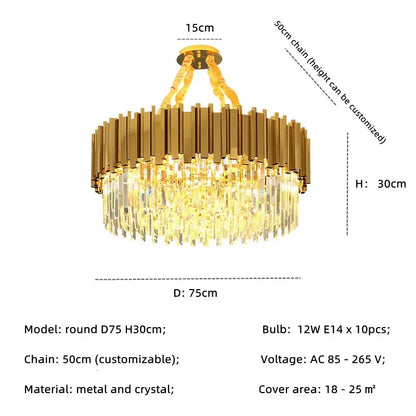 DecorBites™ Gold Crystal Chandelier: Modern Luxury LED Pendant Lights for Living, Dining, Bedroom Decor