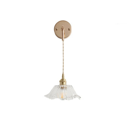 DecorBites™ Adjustable LED Wall Light Clear Glass Copper Bedside Lamp