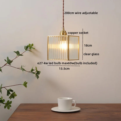 DecorBites™ Glass Copper Pendant Light Modern LED Hanging Light for Home Decor