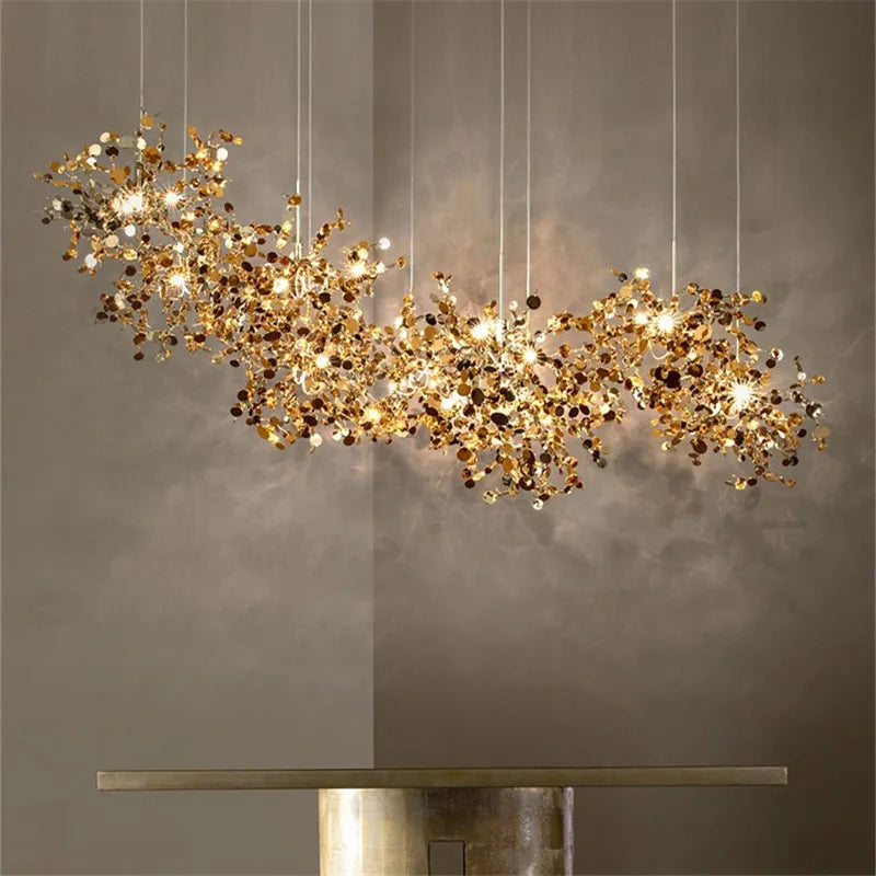 Chrome Leaf Ceiling Chandelier