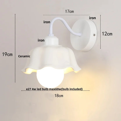 DecorBites™ Glass Iron LED Wall Sconce Pull Chain Switch White Stair Light
