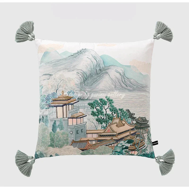 DecorBites™ Crane Art Luxury Throw Pillow Case for Bed & Sofa
