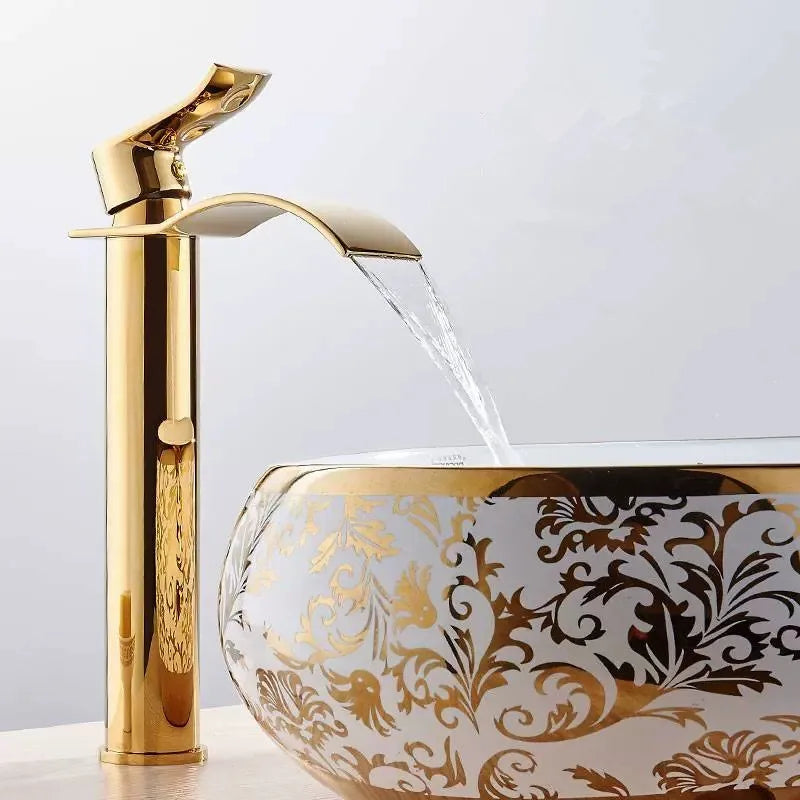 Gold White Waterfall Faucet