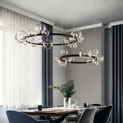 DecorBites™ Glass Ball LED Chandelier: Modern Nordic Style for Living, Dining, Kitchen, Study