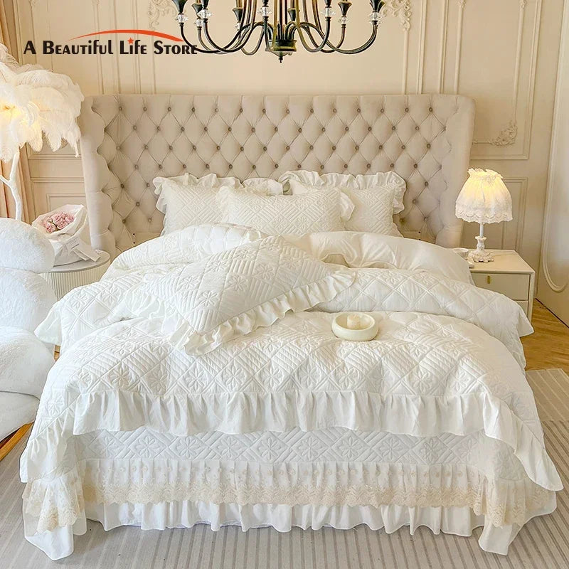 Quilted Lace Ruffle Bedding