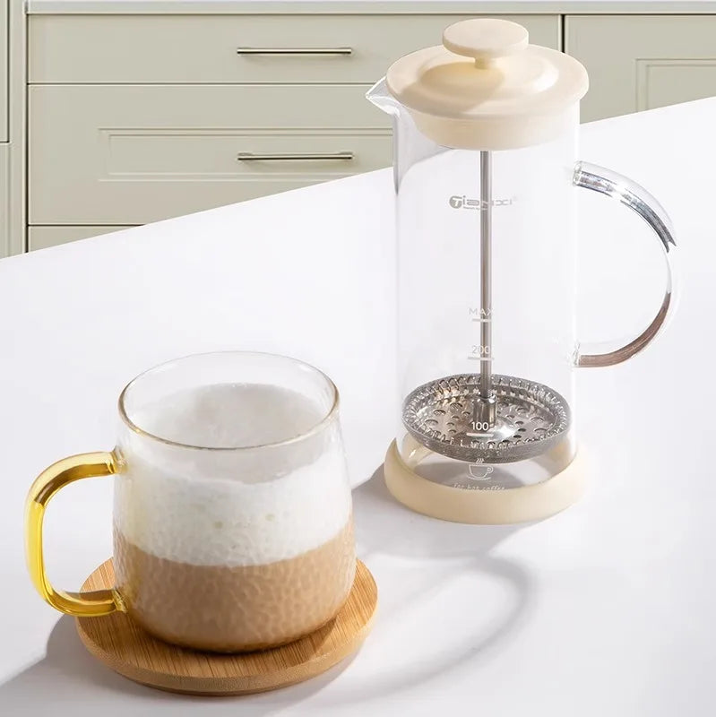 DecorBites™ Glass Espresso Coffee Maker Milk Hand Foam Mixer Blender