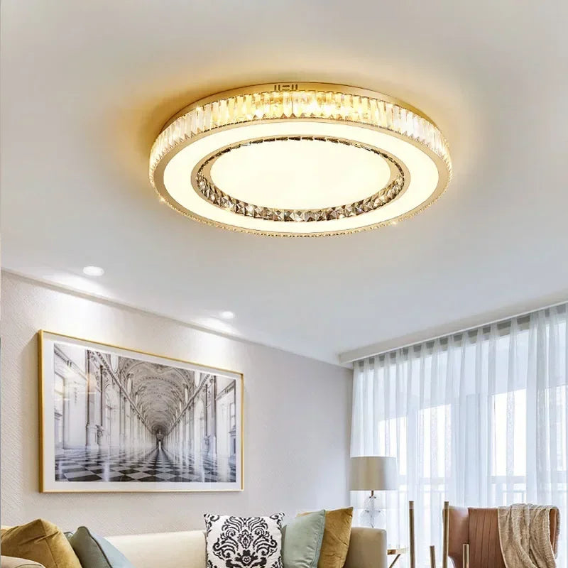 DecorBites™ Gold Crystal Ceiling Chandelier LED Fixture for Luxury Home Decor