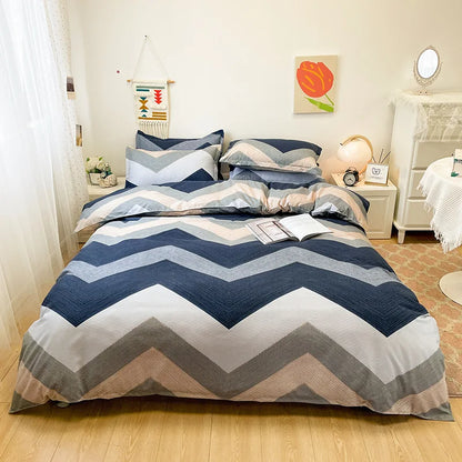 DecorBites™ Cartoon Printed Bedding Set: Soft Cozy Duvet Cover, Bedsheet, Pillowcase, Single Double Bedclothes